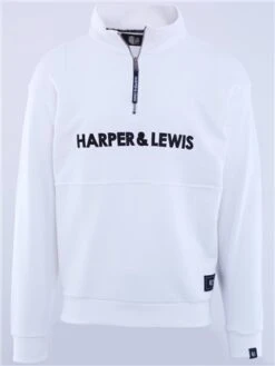 Harper & Lewis Cream / Black Logo 1/4 Zip Sweatshirt