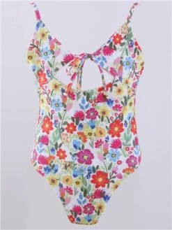 Missy Empire Floral Tie Front Cut Out Swimsuit -Jack & Jones Store 28516 2