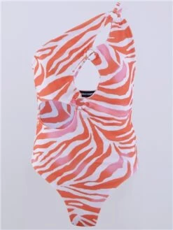 Missy Empire Orange Zaralina Cut Out Ring Detail One Shoulder Swimsuit