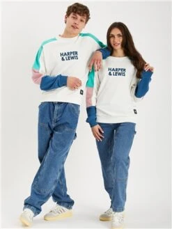 Harper & Lewis Colour Block Cream / Mint Oversized Sweater -Jack & Jones Store 28543 2