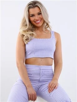 Only Purple Rose/White Carola Gingham Crop Top
