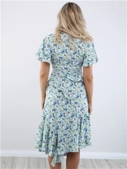 Missi London Blue Floral Print Pattern Midi Dress -Jack & Jones Store 28588 3
