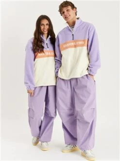 Harper & Lewis Lavender / Peach / Cream Colour Block Primula 1/4 Zip Fleece -Jack & Jones Store 28595 2