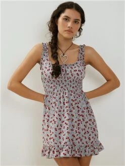 Motel Blue Floral Ditsy Soyata Mini Day Dress