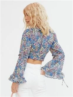 The Frolic Floral Ditsy Willa Long Sleeve Frill Top -Jack & Jones Store 28614 3
