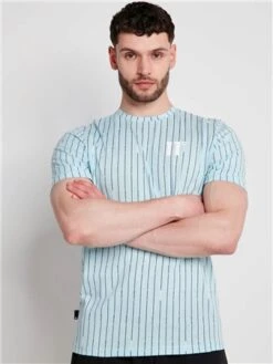 11 Degrees Light Blue Stripe V T-Shirt -Jack & Jones Store 28621 3