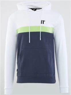 11 Degrees Twister Grey / White / Sharp Green Triple Panel Pullover Hoodie