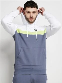 11 Degrees Twister Grey / White / Sharp Green Triple Panel Pullover Hoodie -Jack & Jones Store 28624 3
