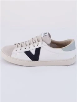 Victoria White / Navy Marino Leather Lace Up Trainer -Jack & Jones Store 28635 2