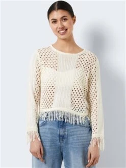 Noisy May Eggnog Knitted Frill Pullover