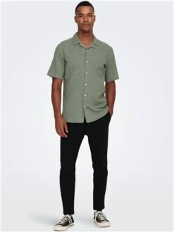 Only & Sons Green / Swamp Slim Fit Resort Collar Shirt -Jack & Jones Store 28654 2
