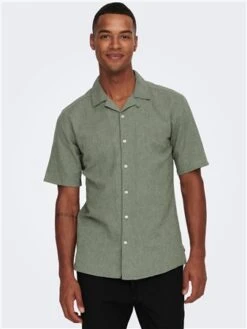 Only & Sons Green / Swamp Slim Fit Resort Collar Shirt -Jack & Jones Store 28654 3