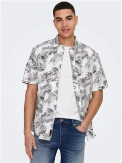 Only & Sons White / Bright White Regular Fit Shirt Collar Shirt -Jack & Jones Store 28655 3