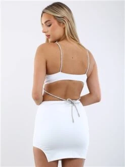 Saint Genies White Julia Diamante Rope Trim Crop Top -Jack & Jones Store 28665 3