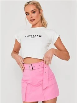 Saint Genies Pink Sybil Cargo Skirt