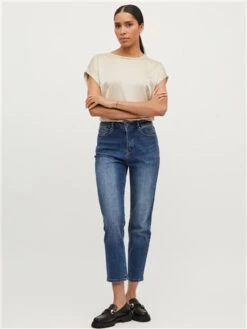 Vila Cement Satin Look Short Sleeved Top -Jack & Jones Store 28723 2