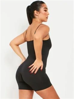 Missy Empire Black Sariah Ribbed Seamless Strappy Unitard -Jack & Jones Store 28731 3