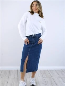 Only Blue / Medium Blue Denim Bianca Midi Denim Skirt -Jack & Jones Store 28739 2