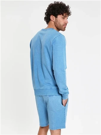 Threadbare Tranquil Blue Crew Neck Fleece Sweatshirt 2 Threadbare Tranquil Blue Crew Neck Fleece Sweatshirt - Image 2