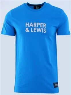 Harper & Lewis Royal Blue / Cream Logo Print T-Shirt