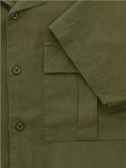 Brave Soul Khaki Button Through Short Sleeve Shirt -Jack & Jones Store 28754 2