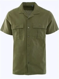 Brave Soul Khaki Button Through Short Sleeve Shirt