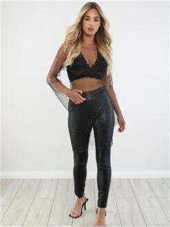 Saint Genies Black Mesh Diamante Dress -Jack & Jones Store 28767 2