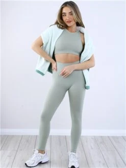 Missy Empire Mint Seamless Ribbed High Waisted Leggings -Jack & Jones Store 28771 2