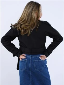 Saint Genies Black Cropped Belted Trenchcoat -Jack & Jones Store 28772 3