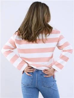 Saint Genies Pink/White Stripe Long Sleeve Collar Top -Jack & Jones Store 28777 3