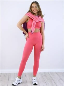 Missy Empire Bright Pink Rib Seamless Leggings -Jack & Jones Store 28779 2