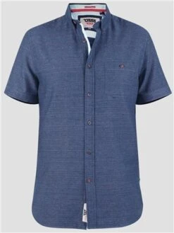 Duke Navy Hove Textured Fabric Short Sleeve Button Shirt