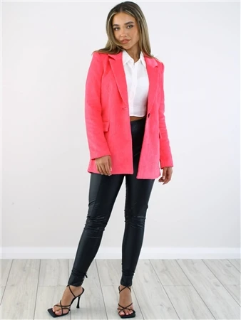 Veromoda Pink / Hot Pink Tatiana Ls Oversize Corduroy Blazer 3 Veromoda Pink / Hot Pink Tatiana Ls Oversize Corduroy Blazer - Image 3