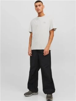 Jack & Jones Grey / High-Rise Plain O-Neck T-Shirt -Jack & Jones Store 28829 2