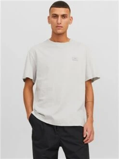 Jack & Jones Grey / High-Rise Plain O-Neck T-Shirt -Jack & Jones Store 28829 3