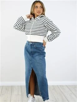 Neon & Nylon Blue / Medium Blue Denim Alina Hw Ex Long Skirt