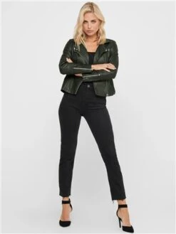 Only Green / Rosin Gemma Biker Faux Leather Jacket -Jack & Jones Store 28833 2