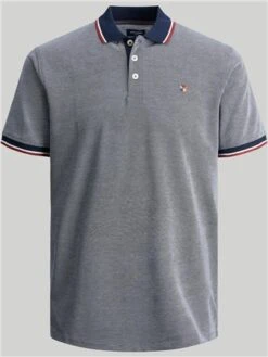 Jack & Jones Grey / Mood Indigo Plain Spread Collar Polo