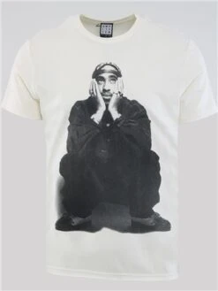 Amplified Vintage White Tupac Shakur - Contemplation Printed Tee