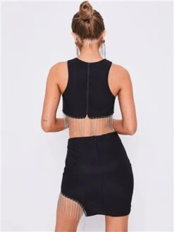 Saint Genies Black Beatrix Diamante Fringe Asymmetric Mini Skirt -Jack & Jones Store 28872 3