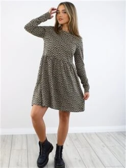 Brave Soul Animal Print Long Sleeve Mini Smock Dress -Jack & Jones Store 28880 2