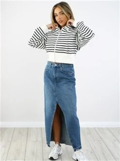 Saint Genies Black / White Stripe Zip Hoodie -Jack & Jones Store 28881 2