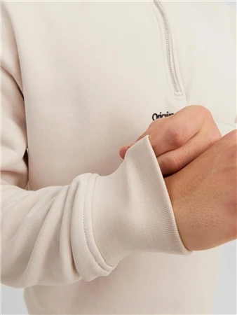 Jack & Jones Beige / Moonbeam Plain Zip Hoodie 3 Jack & Jones Beige / Moonbeam Plain Zip Hoodie - Image 3