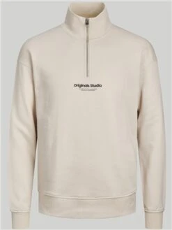 Jack & Jones Beige / Moonbeam Plain Zip Hoodie