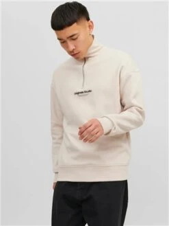 Jack & Jones Beige / Moonbeam Plain Zip Hoodie 7 Jack & Jones Beige / Moonbeam Plain Zip Hoodie -Jack & Jones Store 28894 3