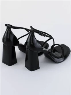 No Doubt Black Strappy Square Toe Heels -Jack & Jones Store 28901 3