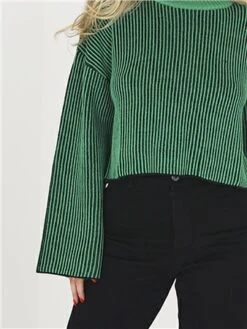 Brave Soul Green / Black Stripe Knit Jumper -Jack & Jones Store 28904 2