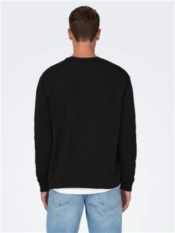 Only & Sons Black / Black Regular Fit O-Neck Sweatshirt -Jack & Jones Store 28910 2