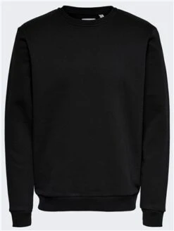 Only & Sons Black / Black Regular Fit O-Neck Sweatshirt