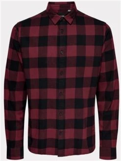Only & Sons Purple / Cabernet Slim Fit Checked Shirt